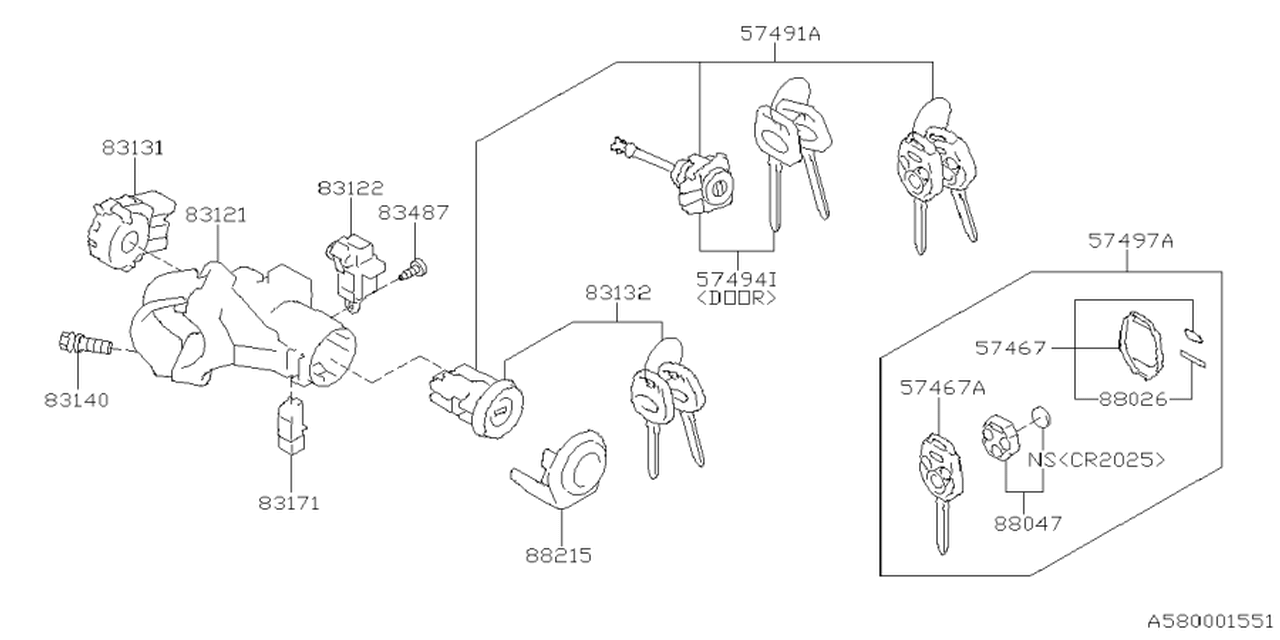 57410SL000 Subaru Key Kit