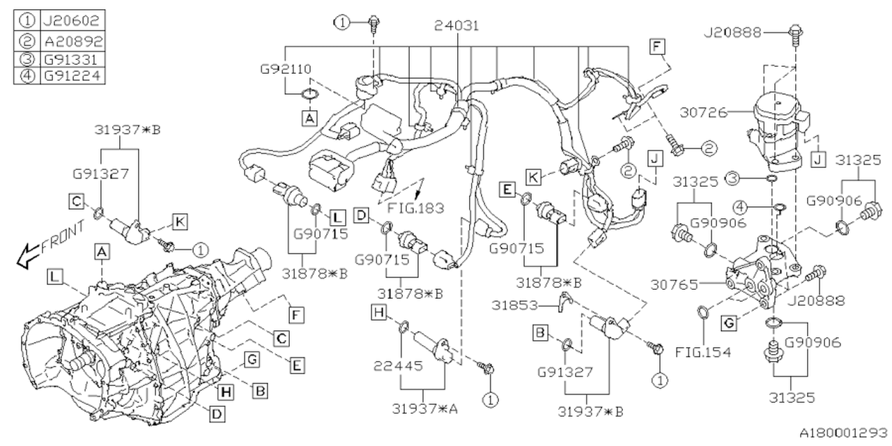 24031AB180 Subaru HARN-TRANS