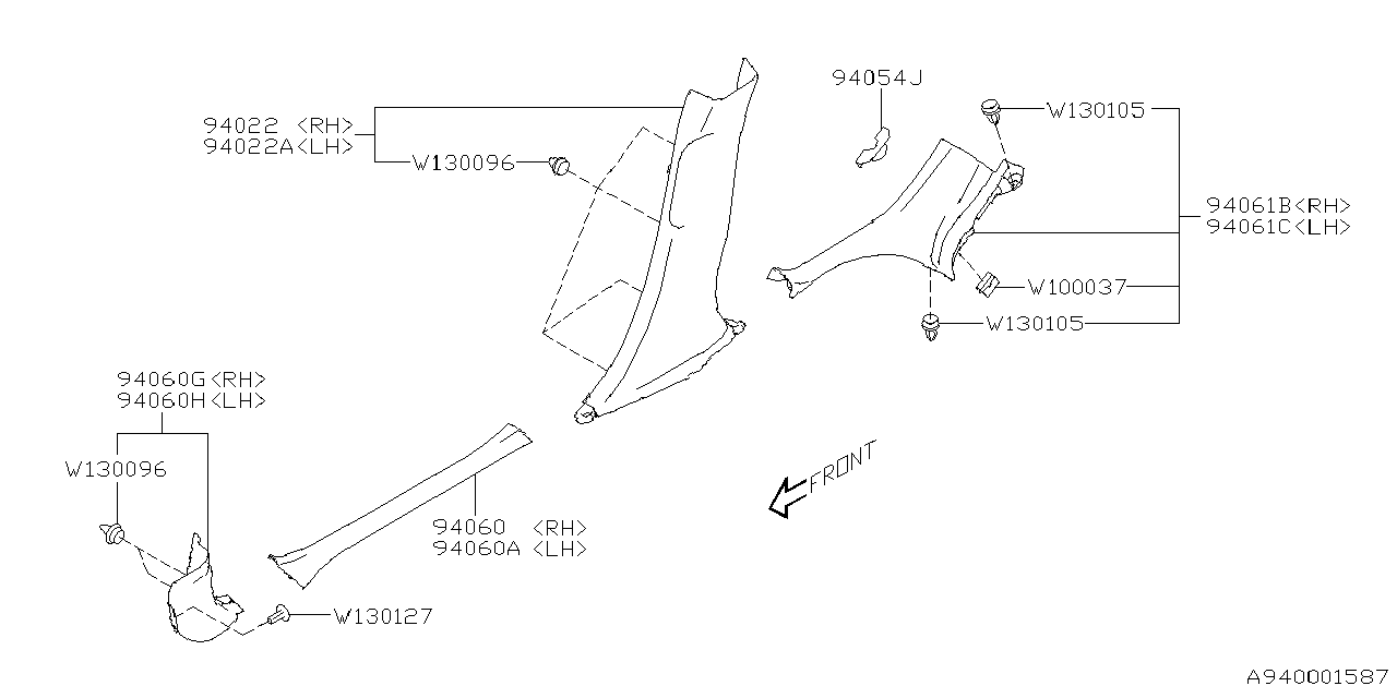 Subaru 94022FN000VH TRIM PNL AY B PL LRH 94022FN000VH Subaru TRIM PNL AY B PL LRH
