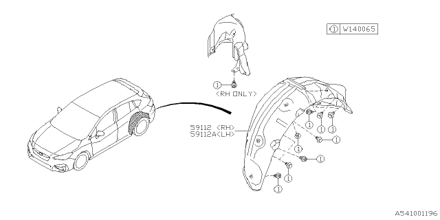 2022 Subaru Impreza 4 Cyl 2.0L CVT Eyesight Wagon Mudguard Diagram 2