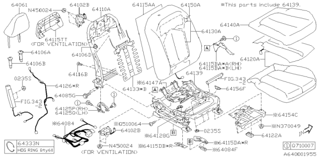 2025 Subaru Forester PROTECTOR CUSH AB Diagram for 64156FN000