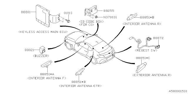 2022 Subaru BRZ ANT INT AY Diagram for 88851SJ022