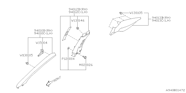 2022 Subaru Impreza 4 Cyl 2.0L CVT Eyesight Sedan Inner Trim Diagram 3