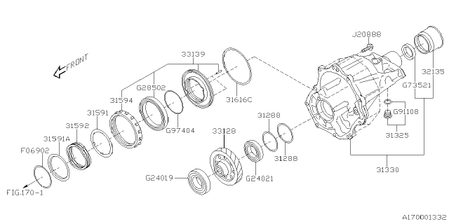 2023 Subaru WRX 4 Cyl 2.4L CVT Base w/Eyesight Automatic Transmission Transfer & Extension Diagram 2
