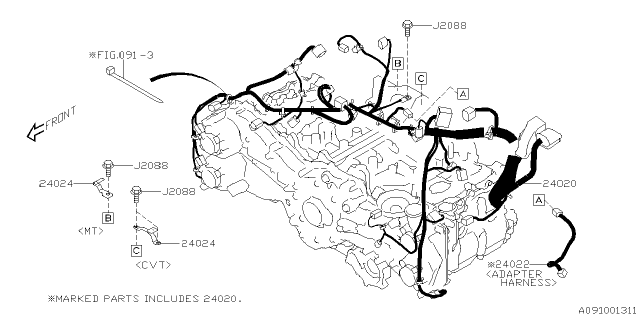 2023 Subaru Impreza 4 Cyl 2.0L 5MT Sport Wagon Engine Wiring Harness Diagram 2