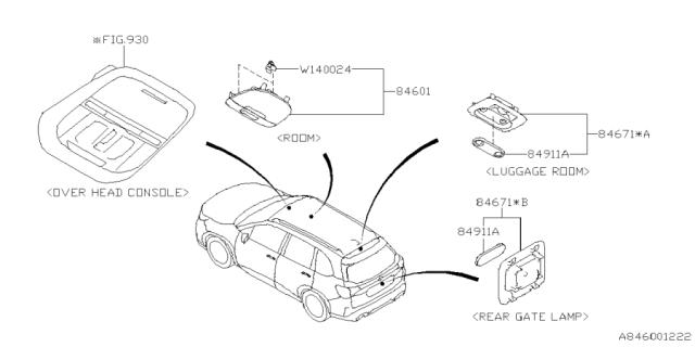 2025 Subaru Forester LAMP ASSY LUGG RM Diagram for 84671SJ001VH