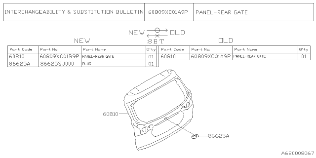 2022 Subaru Ascent 4 Cyl 2.4L Base w/Eyesight Back Door Panel Diagram 4