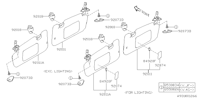 2024 Subaru Crosstrek SUN VISOR ASSY RH Diagram for 92011FL062ME