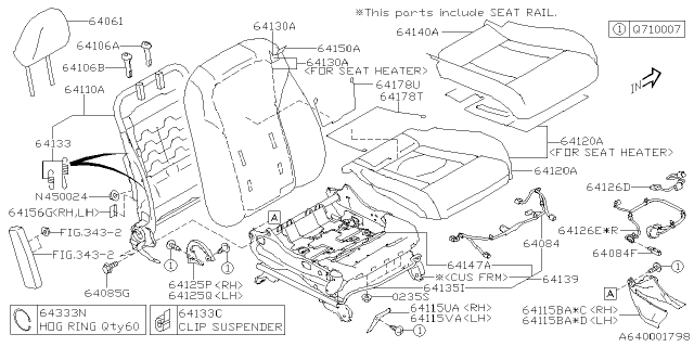2024 Subaru Outback St Cover Assembly B RFRH Diagram for 64150AN22AVI
