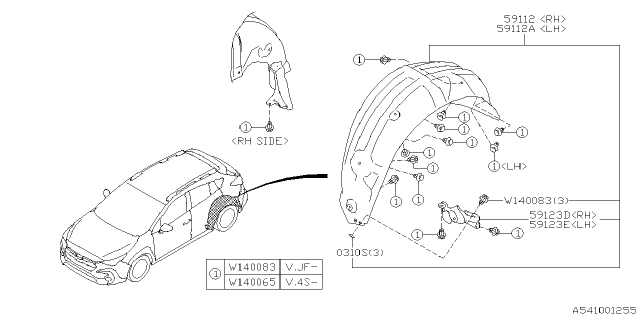 2024 Subaru Crosstrek MUD GUARD ASSY R LH Diagram for 59112FN09A