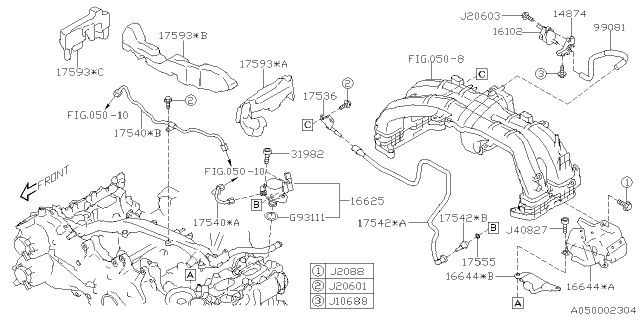 2022 Subaru Crosstrek 4 Cyl 2.5L CVT Limited w/Eyesight Intake Manifold Diagram 3