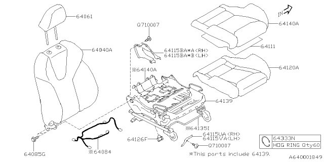 2025 Subaru WRX 4 Cyl 2.4L 6MT TS w/Eyesight Front Seat Diagram 3