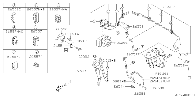 2025 Subaru Ascent BRAKE HOSE F RH Diagram for 26540XC02A