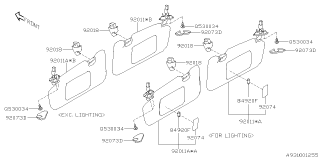 2023 Subaru WRX CAP SUN VISOR Diagram for 92073FL000JC