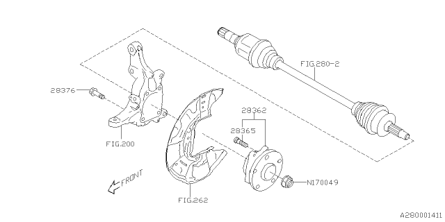 2023 Subaru WRX 4 Cyl 2.4L 6MT Base Front Axle Diagram 2
