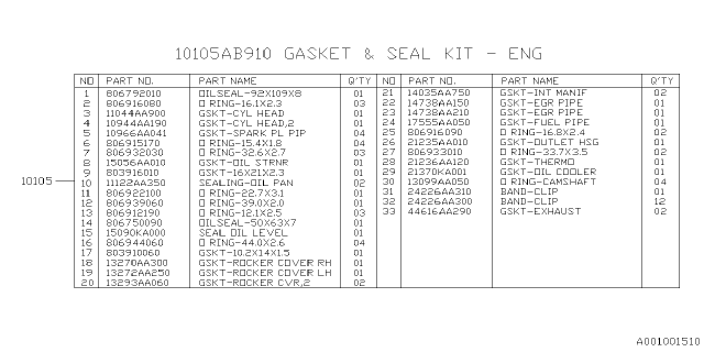 2023 Subaru Crosstrek 4 Cyl 2.5L CVT Sport w/Eyesight Engine Assembly Diagram 4