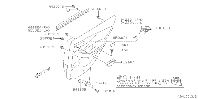 2022 Subaru Crosstrek 4 Cyl 2.0L CVT Eyesight Door Trim Diagram 2