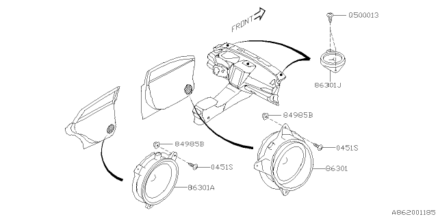 2024 Subaru Impreza 4 Cyl 2.5L RS w/Eyesight Audio Parts - Speaker Diagram 2