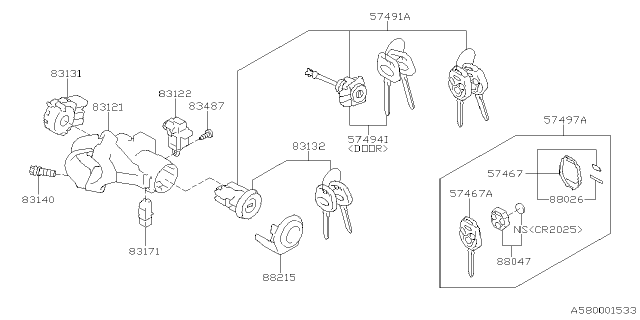 2025 Subaru Crosstrek 4 Cyl 2.0L Eyesight Key Kit & Key Lock Diagram 3