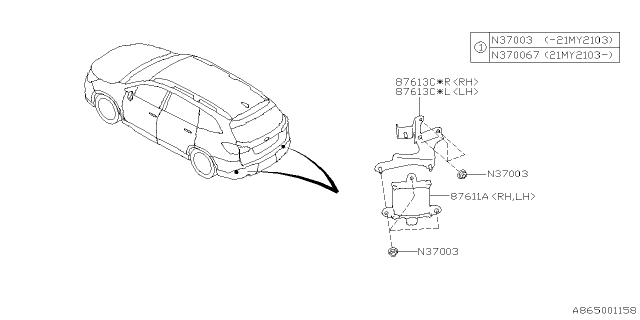 2025 Subaru Ascent RADAR ASSY B & S Diagram for 87611XC02A