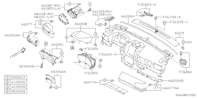 2025 Subaru Forester VISOR ASSY LWR LHD Diagram for 66180FN010