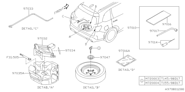 2025 Subaru Forester 4 Cyl 2.5L Base Plus Tool Kit & Jack Diagram 2