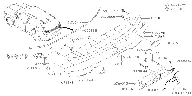2022 Subaru Forester 4 Cyl 2.5L Sport w/Eyesight Outer Garnish Diagram 5
