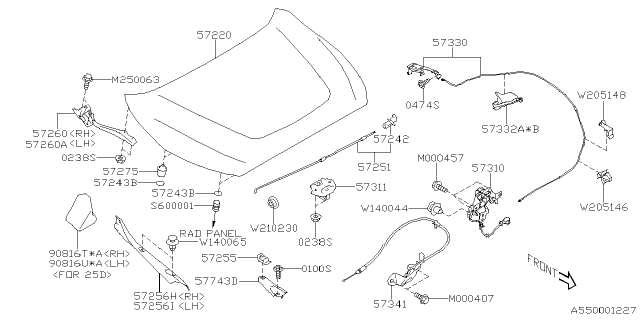 2024 Subaru Impreza LOCK ASSY F HOOD ISL Diagram for 57310FL150