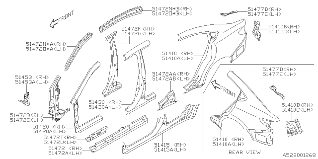 2024 Subaru Legacy 4 Cyl 2.5L Premium Sedan Side Panel Diagram 3
