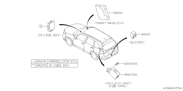 2025 Subaru Forester 4 Cyl 2.5L Sport Base Key Kit & Key Lock Diagram 5