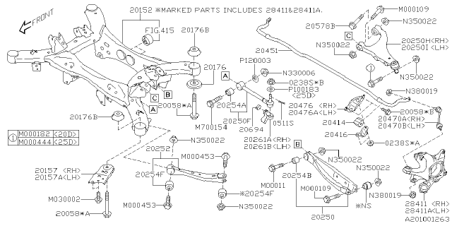 2025 Subaru Crosstrek RUB BUSH STABI R Diagram for 20464FN00A