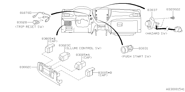 2025 Subaru Impreza 4 Cyl 2.0L Eyesight Switch - Instrument Panel Diagram 2