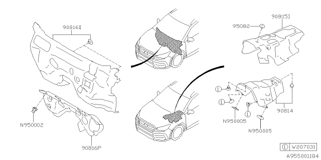 2023 Subaru Ascent 4 Cyl 2.4L Base w/Eyesight Floor Insulator Diagram 2