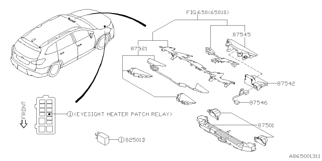 2023 Subaru Ascent LENS HOOD MN ASSY Diagram for 87545XC000