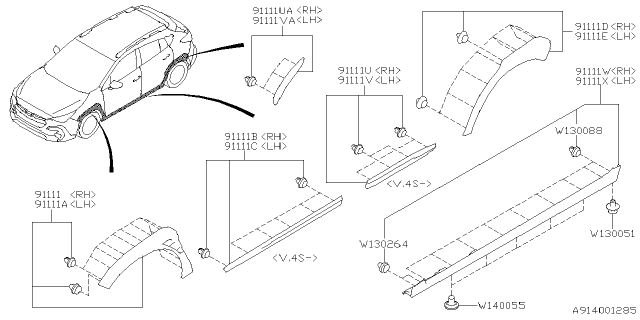 2025 Subaru Crosstrek GARNISH AY R DR LH Diagram for 91112FN27A