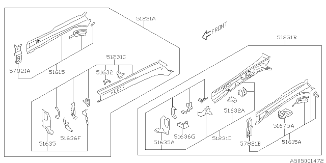 2021 Subaru WRX 4 Cyl 2.0L 6MT Base Body Panel Diagram 4