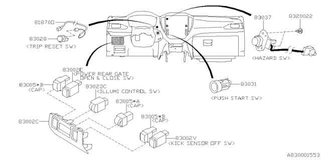 2025 Subaru Forester SW ASSY HAZARD Diagram for 83037AN110