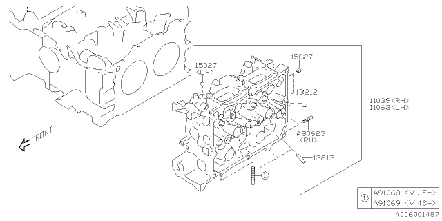 2025 Subaru Crosstrek HEAD ASSY-CYL LH Diagram for 11063AC12A