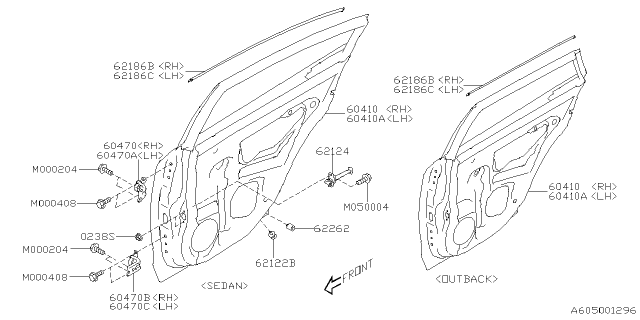 2022 Subaru Outback 4 Cyl 2.4L R Touring Front Door Panel & Rear Or Slide Door Panel Diagram 3