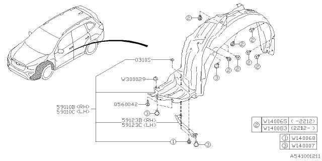 2022 Subaru Forester 4 Cyl 2.5L Plus w/Eyesight Mudguard Diagram 2