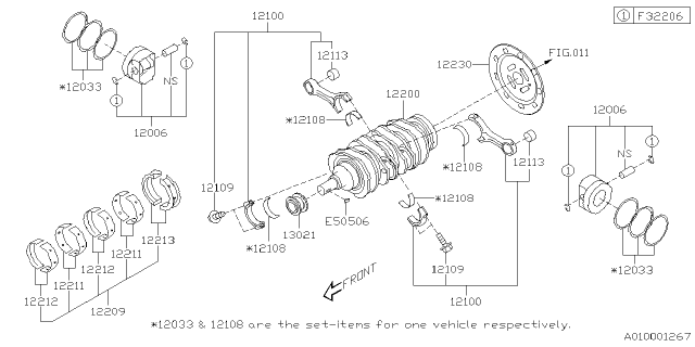 2023 Subaru WRX RING SET-PISTON Diagram for 12033AD630