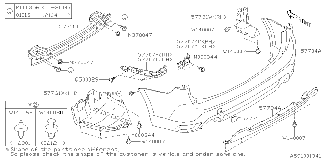 2023 Subaru Forester BUMPER GUARD R WLD Diagram for 57734SJ350