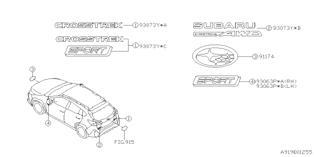 2024 Subaru Crosstrek LETTER MK HOYO Diagram for 93079FN060