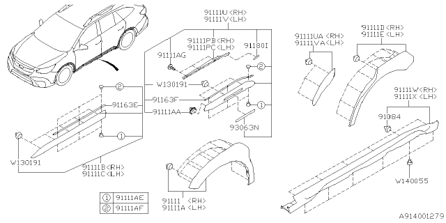 2025 Subaru Outback 4 Cyl 2.5L Base Outer Garnish Diagram 2