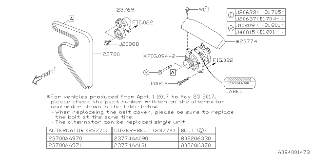 2023 Subaru Crosstrek 4 Cyl 2.0L 6MT Premium Alternator Diagram 3