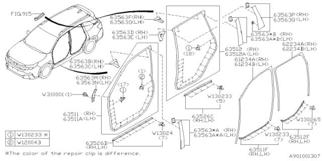 2025 Subaru Forester WSTR DR F RH Diagram for 63511SL000