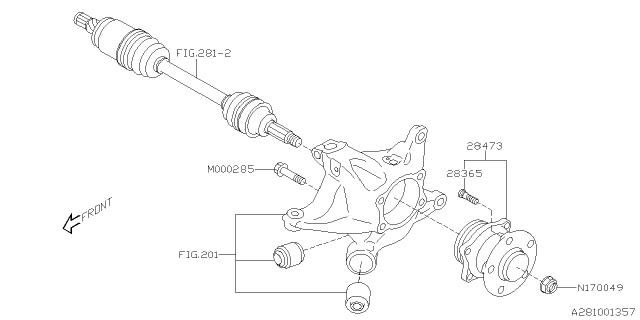 2022 Subaru Legacy HUB UNIT COMPL R Diagram for 28473XC00B