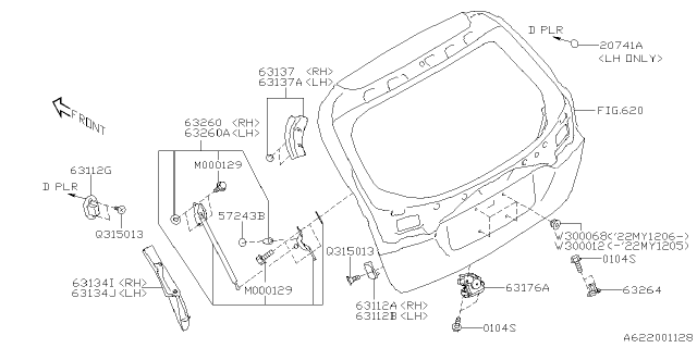 2022 Subaru Outback LATCH&ACT ASSY RGPRG Diagram for 63032AN10B