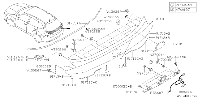 2025 Subaru Forester 4 Cyl 2.5L Wilderness w/Eyesight Outer Garnish Diagram 4