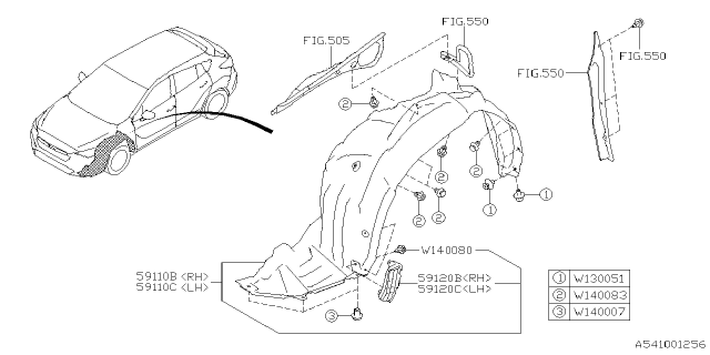 2024 Subaru Impreza MUD GUARD ASSY F LH Diagram for 59110FN030